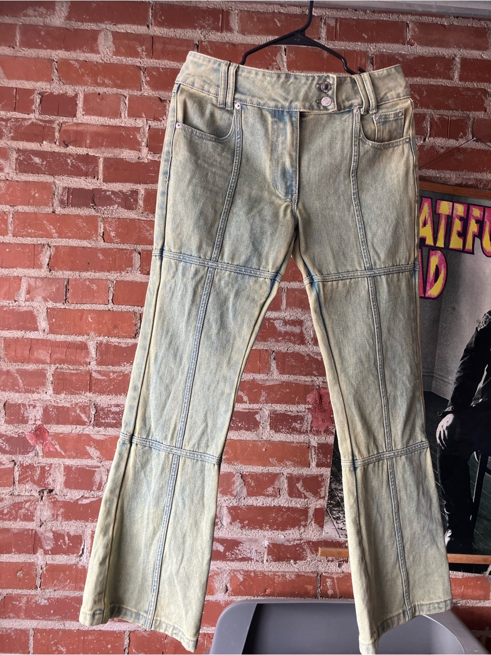 PrettyLittleThing Light Washed Green Denim Jeans